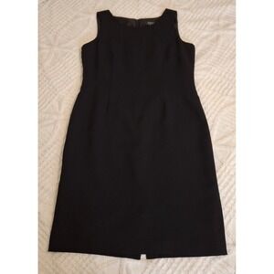 Kasper Women 12 Sheath Dress Black Sleeveless Scoop Neck Lined Professional LBD